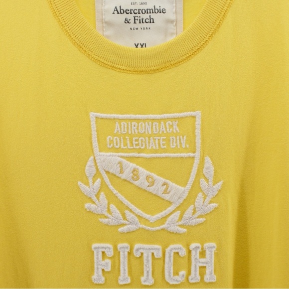 Y2K Abercrombie & Fitch Sun Yellow Muscle Tee Embroidered Collegiate Men's XXL - Picture 3 of 8